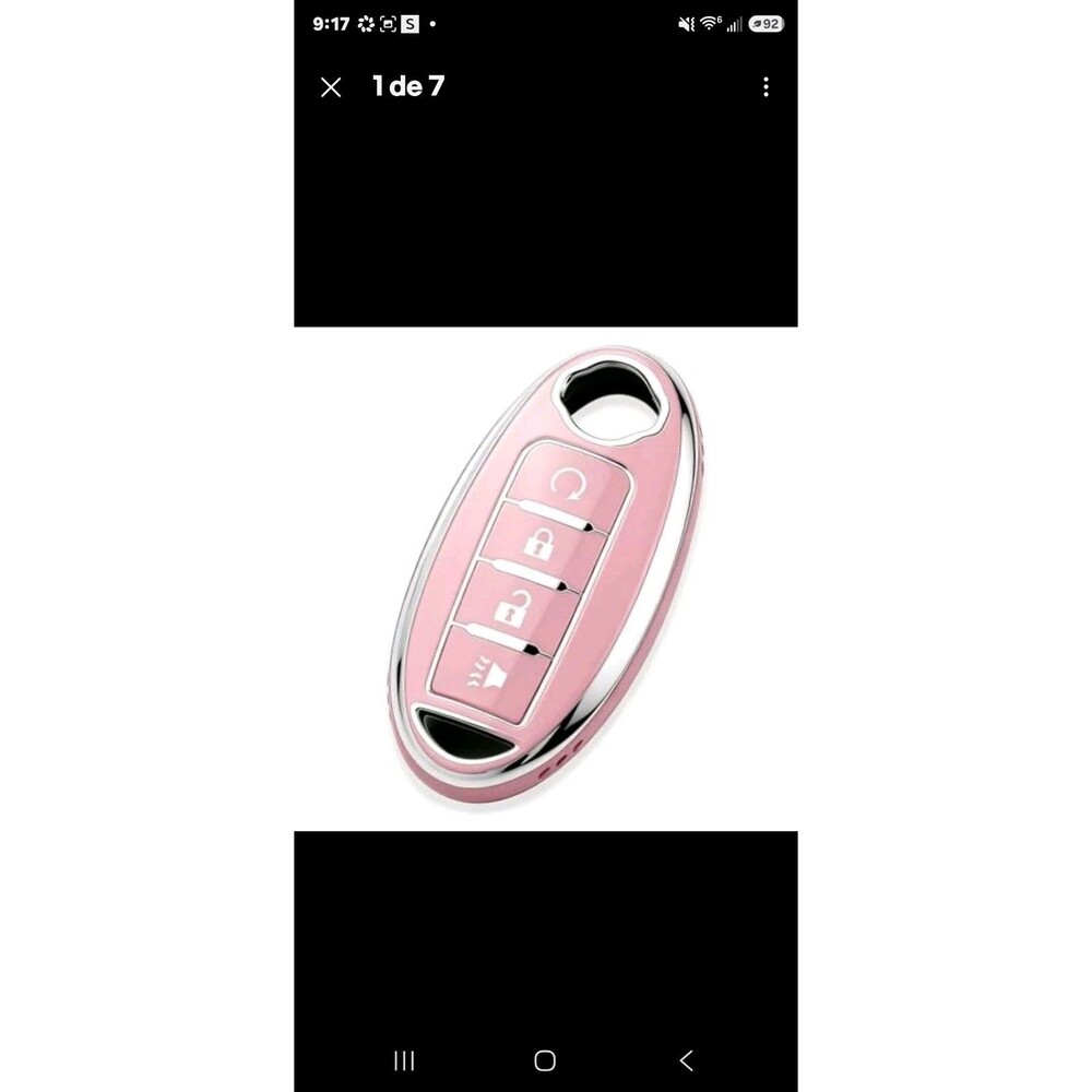 Key Fob Cover Fit for Nissan Altima Rogue 4 Buttons 4 Buttons Silver and Pink